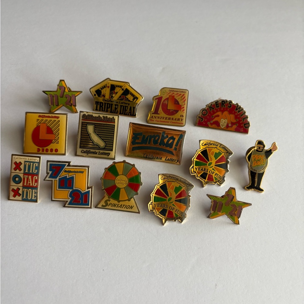 Vintage California Lottery Pin Collection